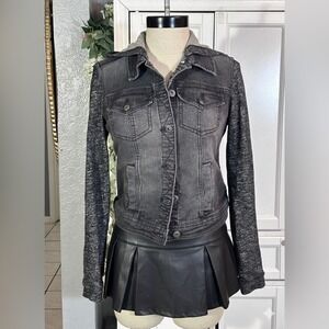 Vintage Black Jean Jacket Small Twilight Cozy 2000s Hooded